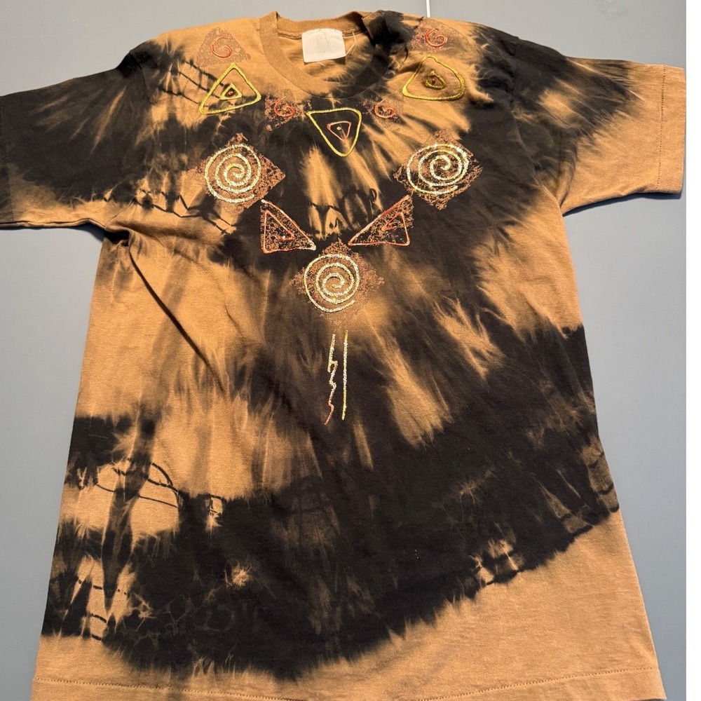 Vintage Single Stitch Acid Wash Tie Dye T-Shirt Made in USA Geometric OSFA 90's
